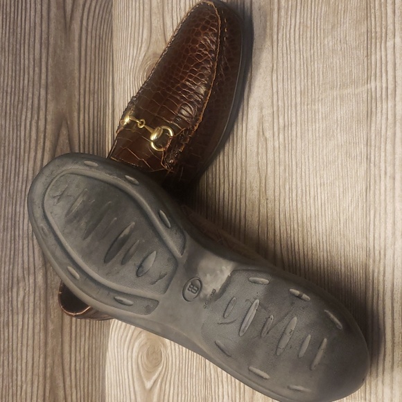 Allen Edmonds Grand Cayman horsebit brown embosed croc mens shoes size … - Picture 7 of 7